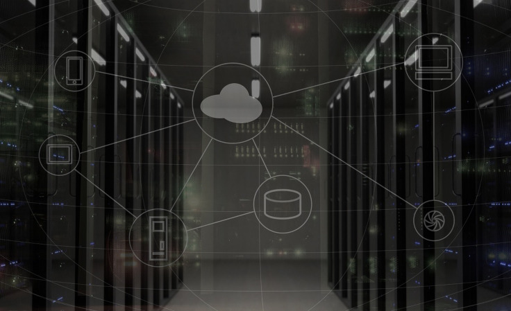 server room with cloud icons