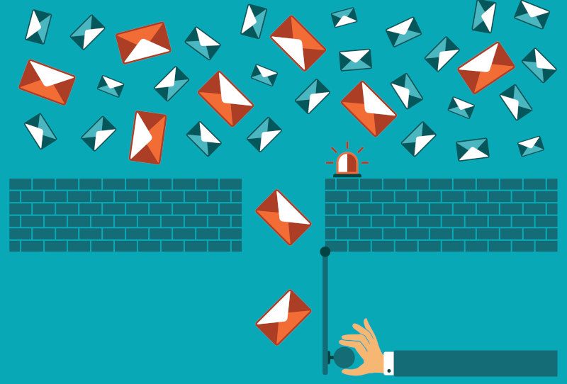 mail being filtered through brick wall: business email compromises