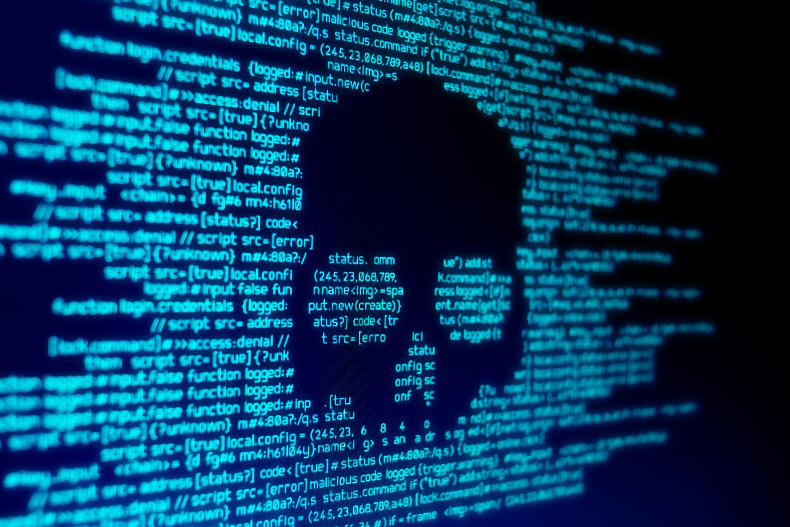 Cybercrime - skull over code