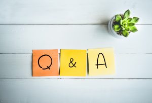 Post-it notes with Q&A written on them