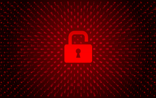 red unlocked padlock over a digital background