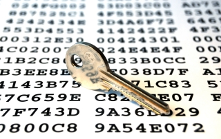 Key on a sheet with encrypted data