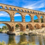 Pont du Gard, an old Roman aqueduct near Nimes in Southern France