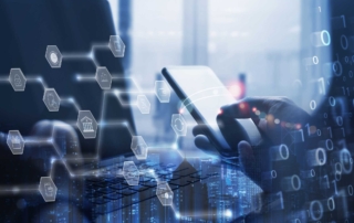 Network Security Monitoring Tools. The image features a person using a tablet, with glowing network lines and connection points spreading outward, symbolizing data transmission.